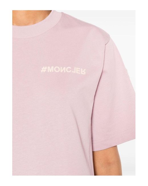 Moncler Pink Branded Cotton T Shirt