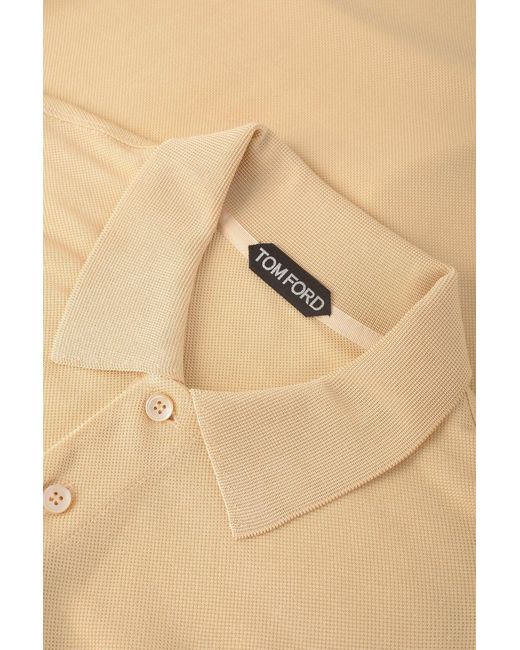 Tom Ford Natural Viscose Piquet Ls Polo Shirt Stone for men