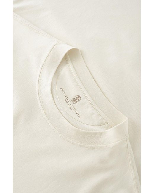 Brunello Cucinelli White Text T Shirt for men