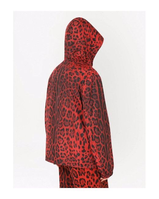 Dolce & Gabbana Red Leopard Hoodie for men