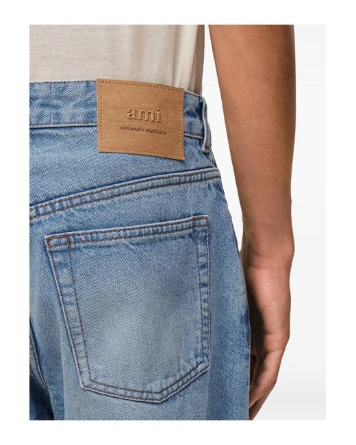 AMI Blue Denim Bermuda Shorts for men