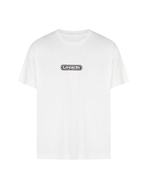 Givenchy White Over Fit Cotton Logo T Shirt for men