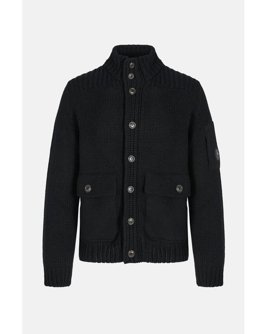 C P Company Black Lambswool Grs Button Lens Sweater for men