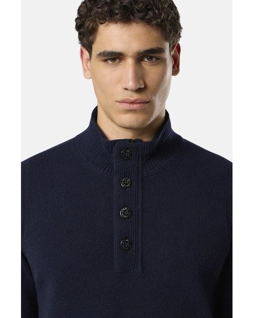 Stone Island Blue Button Thru 5100040 Sweater for men