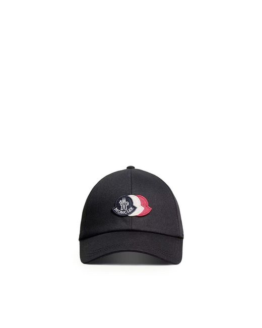 Moncler Black Triple Logo Cap for men