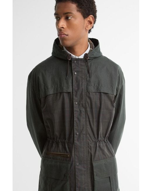 Barbour Black Cons Tartan Durham Waxjacket for men