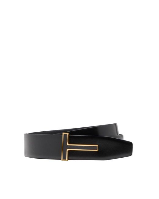 Tom Ford Black Reversible Shiny Leather 40mm Belt for men