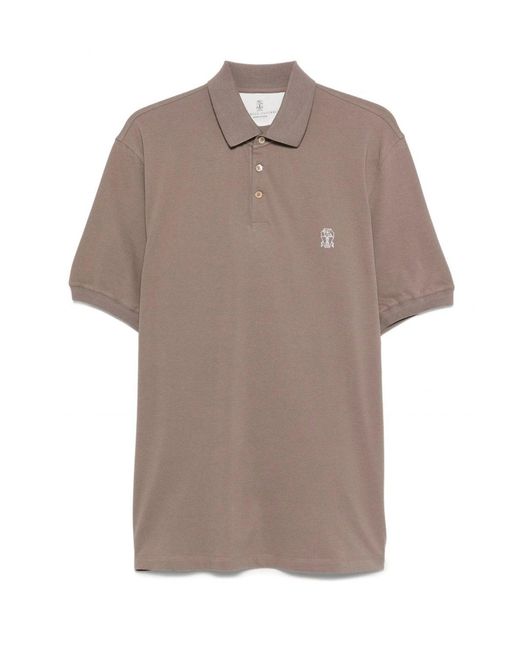 Brunello Cucinelli Brown Emblem Piquet Polo for men