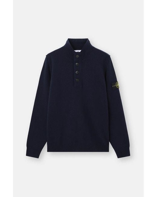 Stone Island Blue Button Thru 5100040 Sweater for men