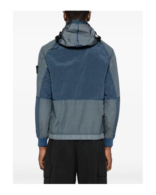 Stone Island Blue Nylon Metal Hooded Jacket for men