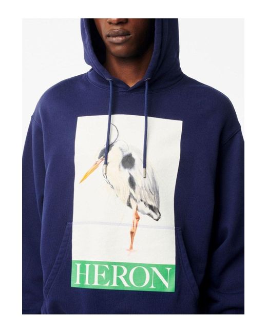 Heron Preston Blue Heron Bird Painted Hooide Navy for men