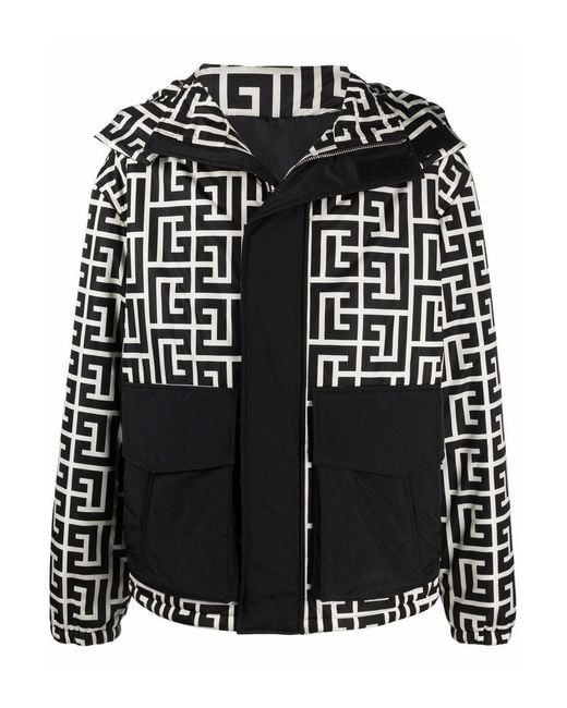 Balmain Black Monogram Nylon Jacket for men