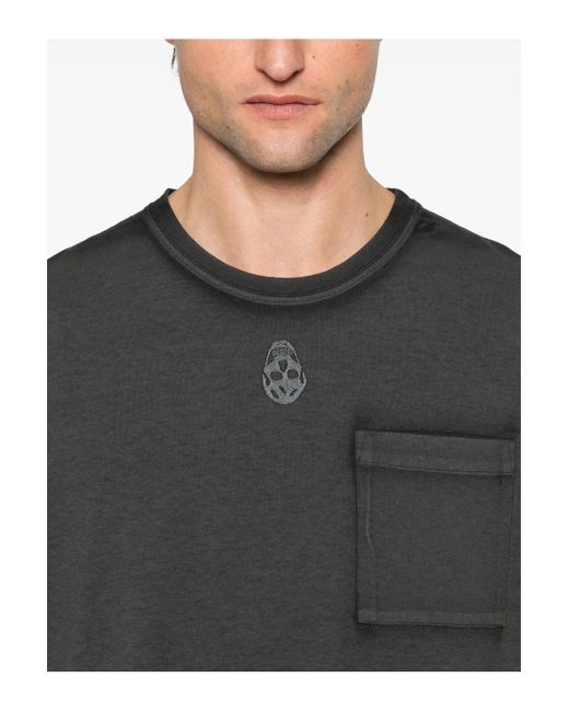 McQueen Black Over Dyed Jersey T Shirt for men