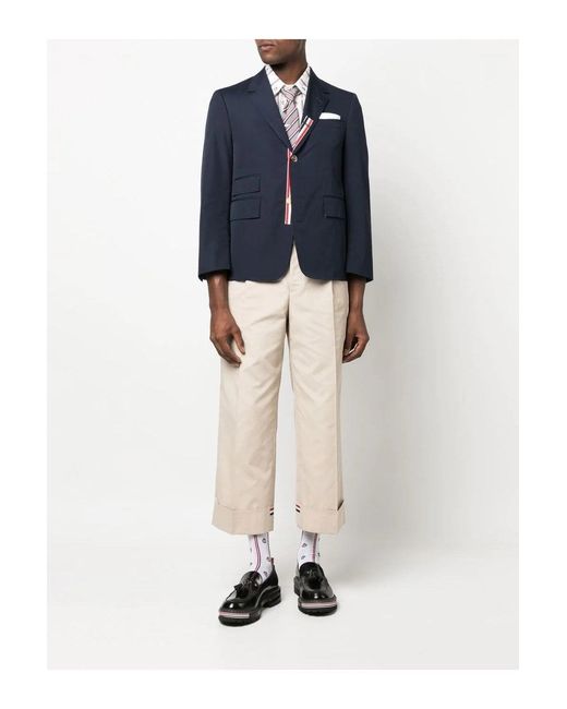 Thom Browne Blue Fit 5 Rwb Placket Jacket for men