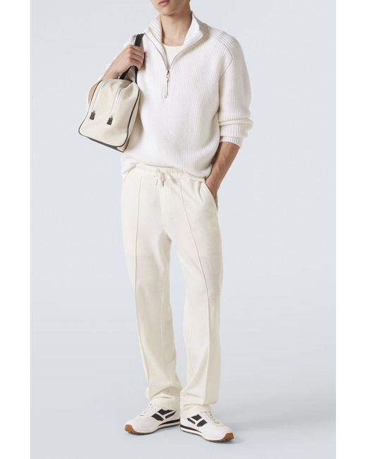 Tom Ford White Merino Half Zip Sweater for men