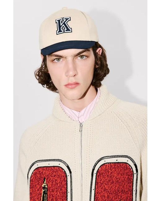 KENZO White K Letter Baseball Cap for men