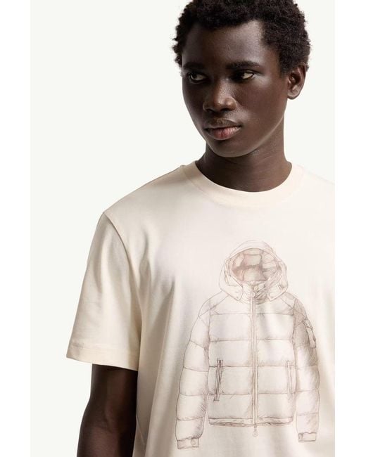 Moncler Natural Printed Cotton T Shirt for men