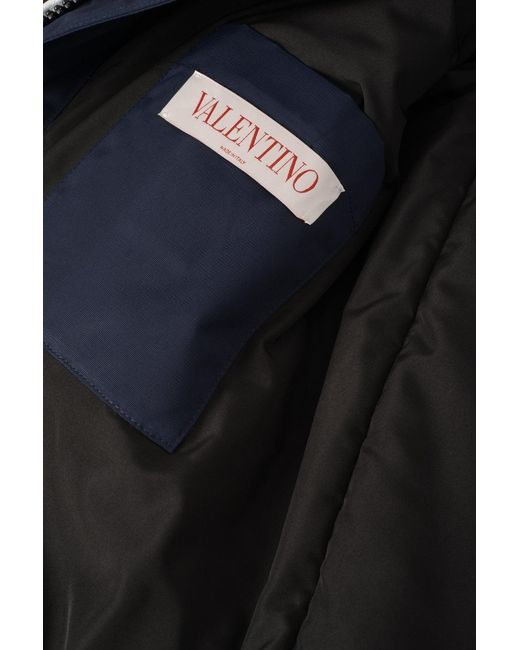 Valentino Blue Nylon Cotton Hooded Jacket for men