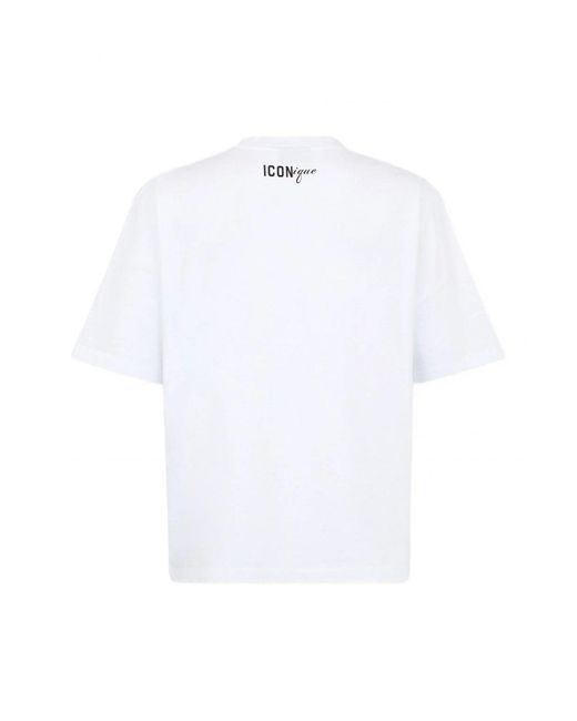 DSquared² White Iconique Loose Fit Tee for men
