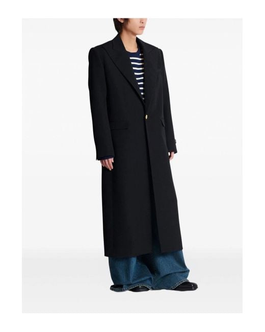 Balmain Black Gdp Long Wool Coat for men