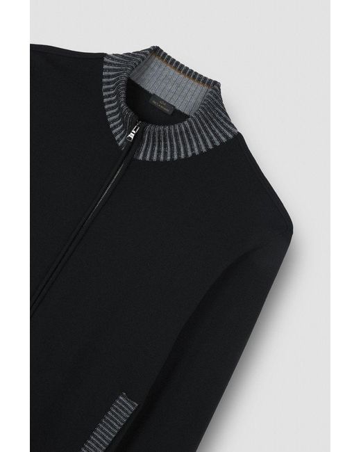 Paul & Shark Black Pure Wool Full Zip Sweater for men