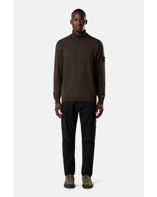 Stone Island Black Wool 5100025 T Neck Sweater for men