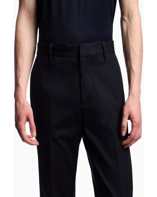 Emporio Armani Blue Comfort-gabardine Chinos for men