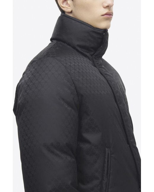 McQueen Black Nylon Skull Jacquard Jacket for men