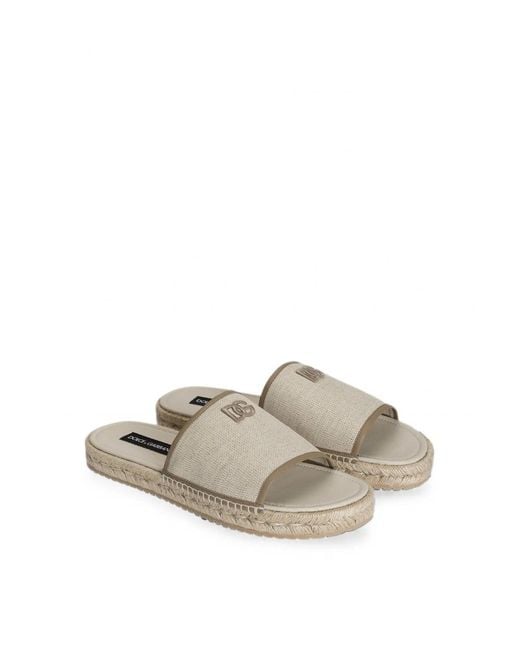 Dolce & Gabbana White Branded Canvas Sandals for men