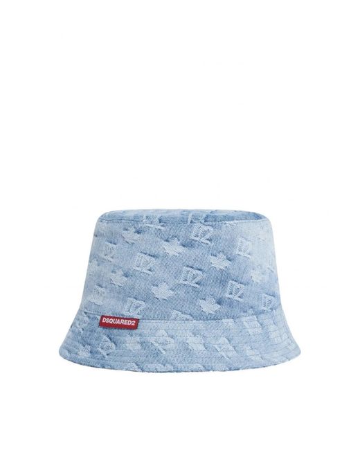DSquared² Blue D2 Monogram Bucket Hat for men
