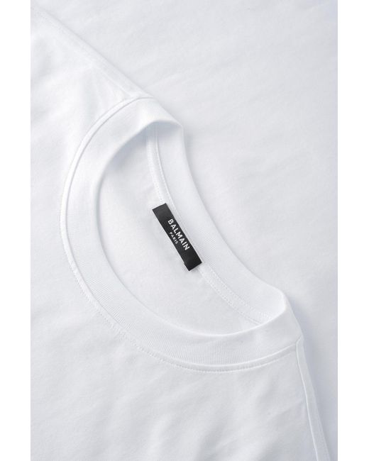 Balmain White Slim Wings Print T Shirt for men