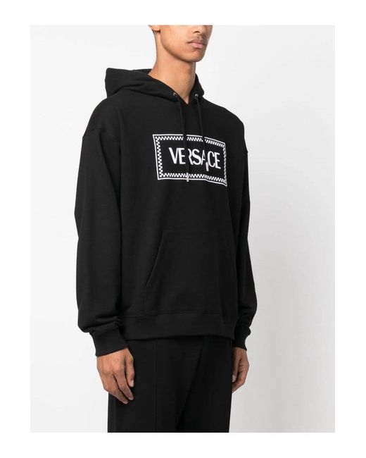 Versace Black Branded Pullover Hooded Top for men