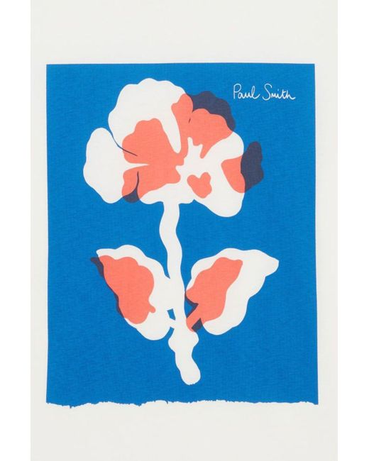 Paul Smith Blue Floral Print T Shirt for men