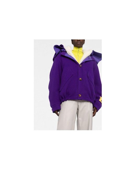 Off-White c/o Virgil Abloh Purple Wool Hooded Parka
