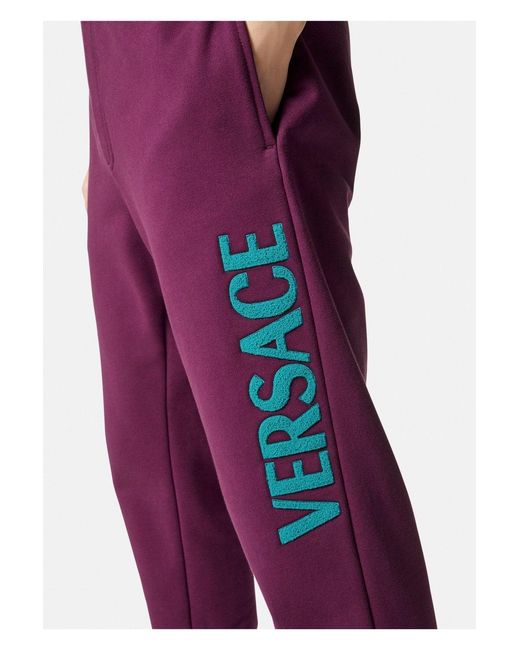 Versace Purple Ricamo Cuffed Joggers for men