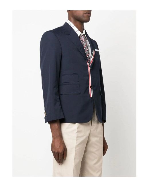 Thom Browne Blue Fit 5 Rwb Placket Jacket for men