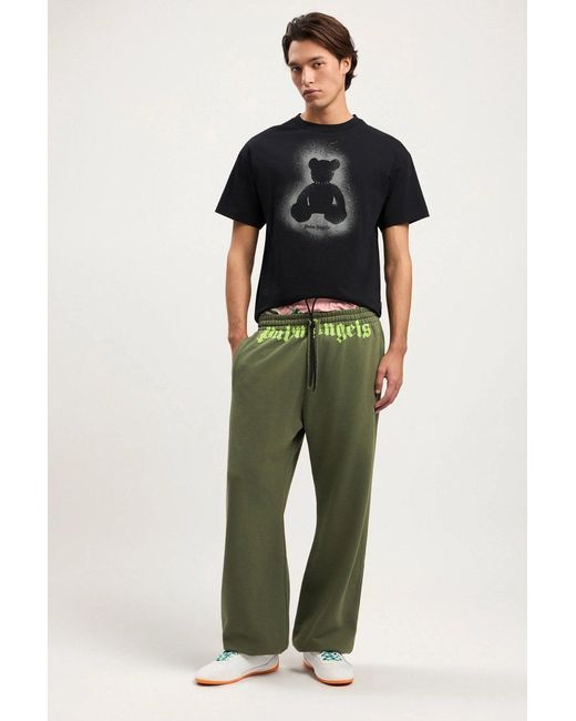 Palm Angels Black Spray Bear Regular Tee for men