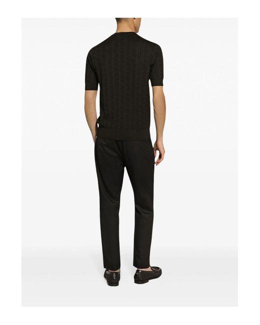 Dolce & Gabbana Black Knitted Short Sleeve Sweater for men