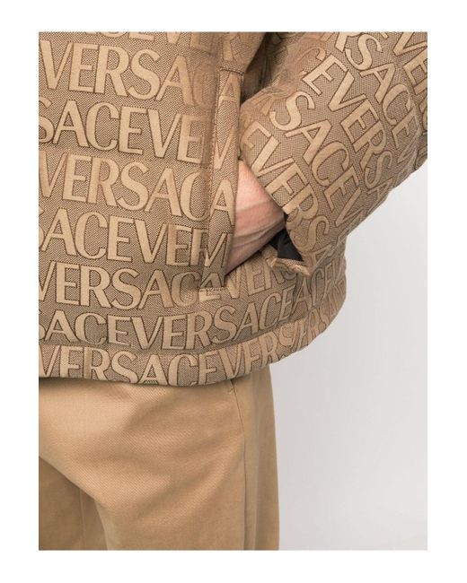 Versace Brown All Over Down Jacket for men