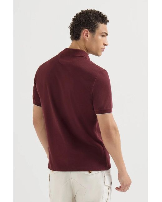 Brunello Cucinelli Red Branded Cotton Polo Shirt for men