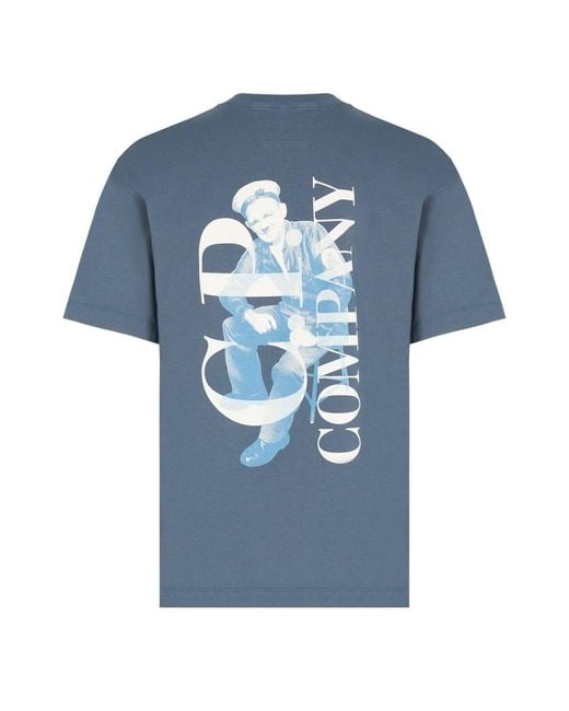 C P Company Blue 30/1 British Sailor Logo T Shirt for men