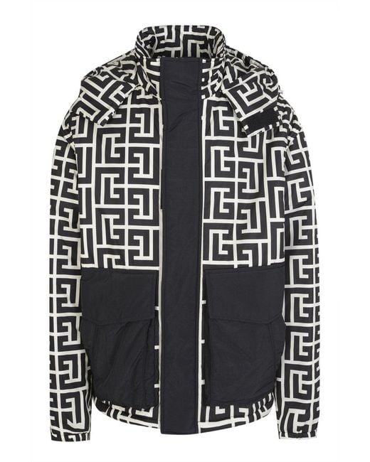 Balmain Black Monogram Nylon Jacket for men