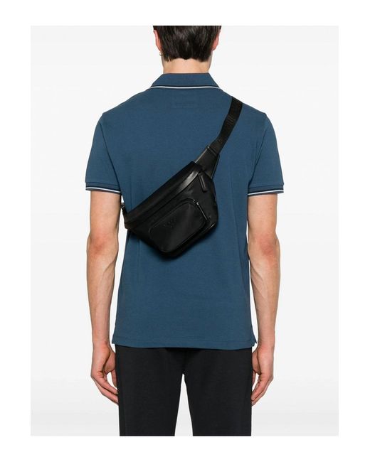 Emporio Armani Black Branded Belt Bag for men