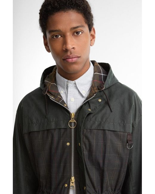 Barbour Black Cons Tartan Durham Waxjacket for men