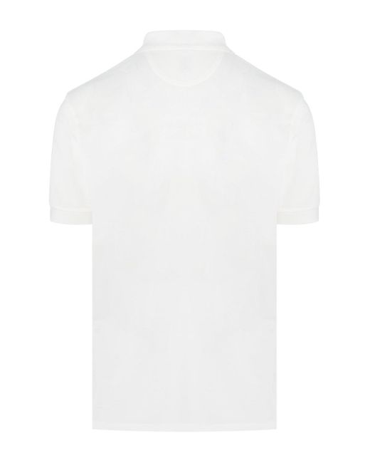 Paul Smith White Multi Stripe Embroidery Polo Shirt for men