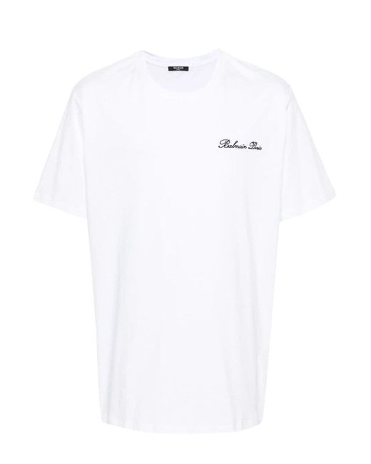 Balmain White Signature Logo T Shirt Bulky Fit