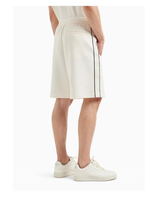 Emporio Armani White Tape Logo Shorts for men