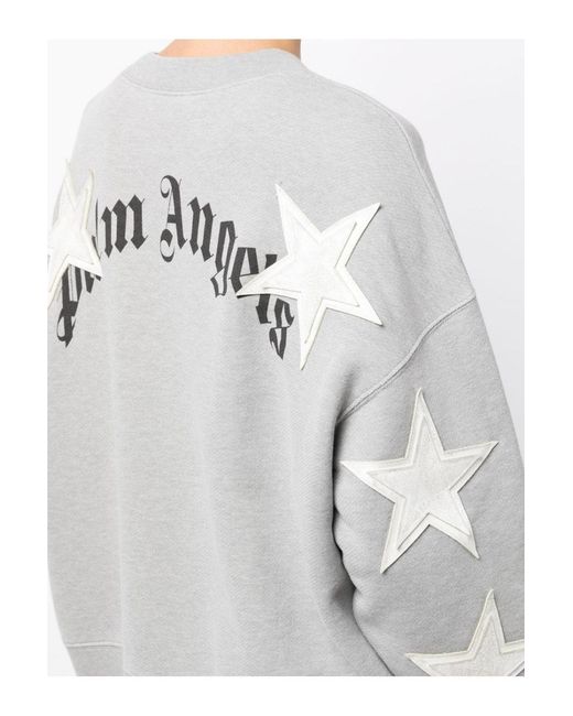 Palm Angels Gray Patched Stars Crew