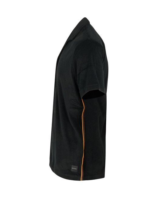 Paul Smith Black Short Sleeved Toweling Striped Shirt for men