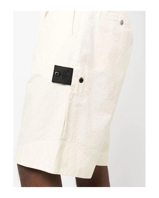 Stone Island Shadow Project White Badge Mid Length Shorts for men
